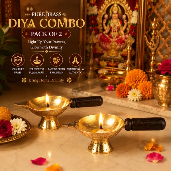 Shreeja_Shilpcraft_Handmade_Pure_Brass_Diya_Set_of_2_with_Wooden_Handle