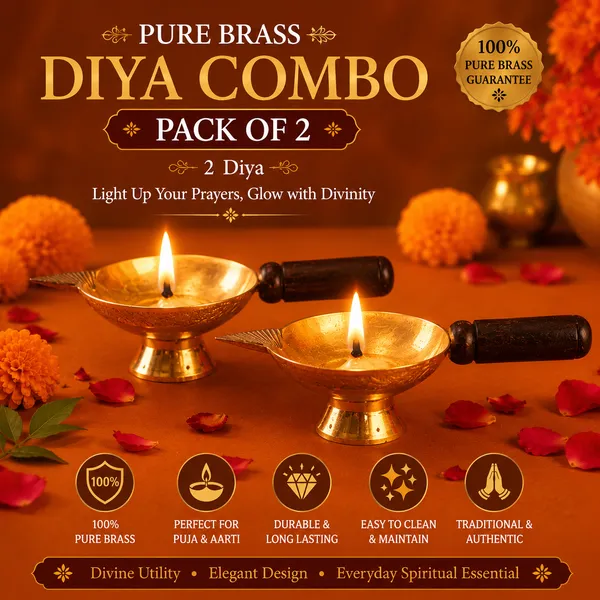 Shreeja_Shilpcraft_Handmade_Pure_Brass_Diya_Set_of_2_with_Wooden_Handle