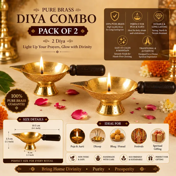 Shreeja_Shilpcraft_Handmade_Pure_Brass_Diya_Set_of_2_with_Wooden_Handle