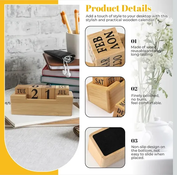 Shreeja_Shilpcraft_Pine_Wood_Perpetual_Calendar_|_Handmade_Wooden_Desk_Calendar_|_Manual_Date_Change_Block_Calendar_|_Office_&_Home_Décor