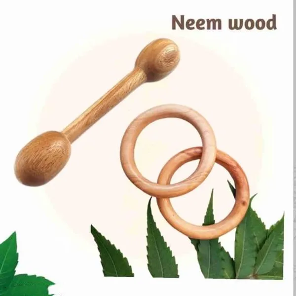 Neem_Wooden_Baby_Teether_Dumble_10Cm_And_Ring_7_5_Cm_Shapes_(Set_Of_Combo__3)