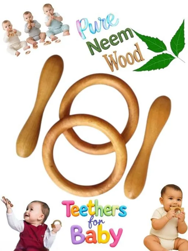 Natural_Neem_Wood_Baby_Teether_Set_2_Dumbbells_2_Rings_Teether_Pack_Of_4