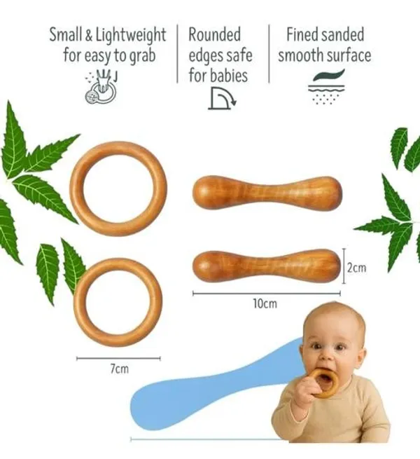 Natural_Neem_Wood_Baby_Teether_Set_2_Dumbbells_2_Rings_Teether_Pack_Of_4