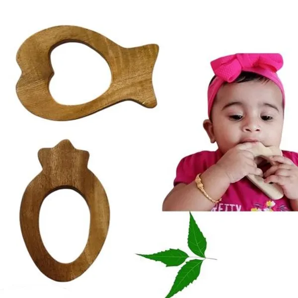 Natural_Neem_Wood_Baby_Rattles_With_Fish_Shaped_And_Strawberry_Shaped_Teether_(Set_Of_Combo_3)