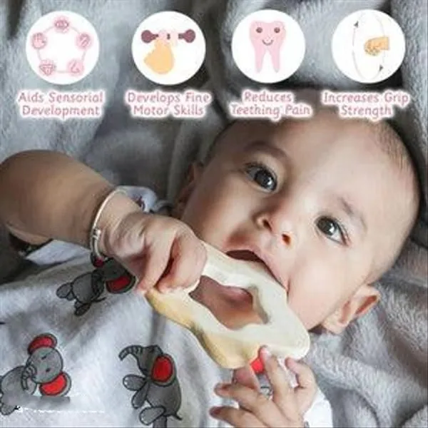 Neem_Wood_Teether_A_Natural_Choice_For_Your_Baby__Shapes_Strawberry_Cloud_Bird_And_Ring_(Set_Of_Combo4)