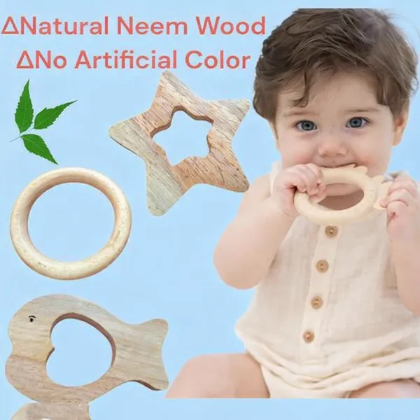 Natural_Neem_Wood_Baby_Teether_Star_&_Inch_Fish_4Inch_Ring__4Inch_No_Artificial_Color_100_Natural_(Set_Of_Combo_3)