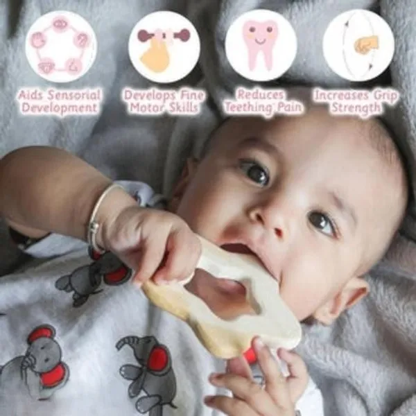 Natural_Neem_Wood_Ring_Rattle_With_Bear_Shaped_Teether_Organic_Safe_Baby_Toy_100_Natural_Neem_Wood_(Set_Of_Combo_3)