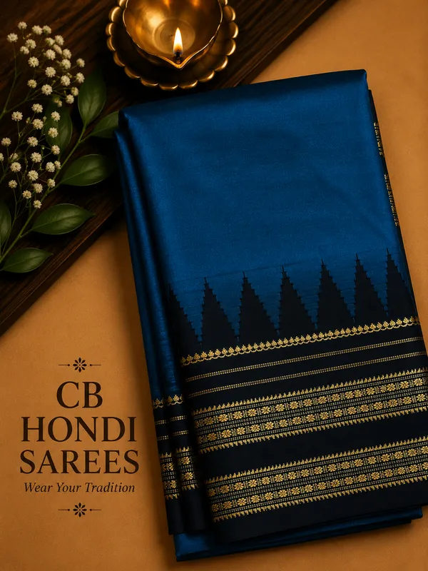 Petrol_Blue_Narayanpet_Saree_with_Temple_Weave