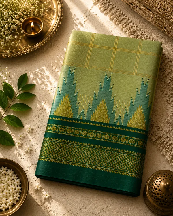 Ilkal_Saree_with_Zari_Checked_Pattern