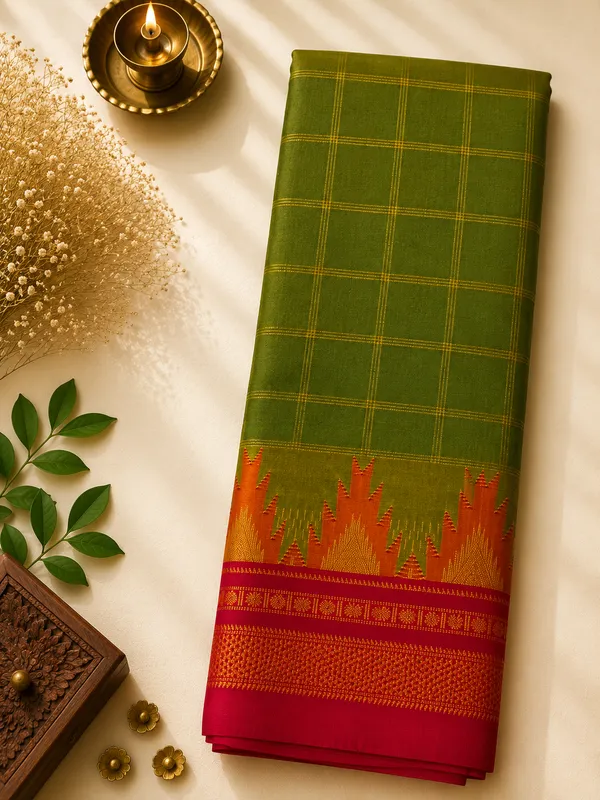 Dark_Red_Ilkal_Saree_with_Zari_Checked_Pattern