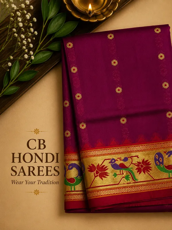 Dark_Wine_Kuttu_Paithani_Saree_with_Peacock_Border