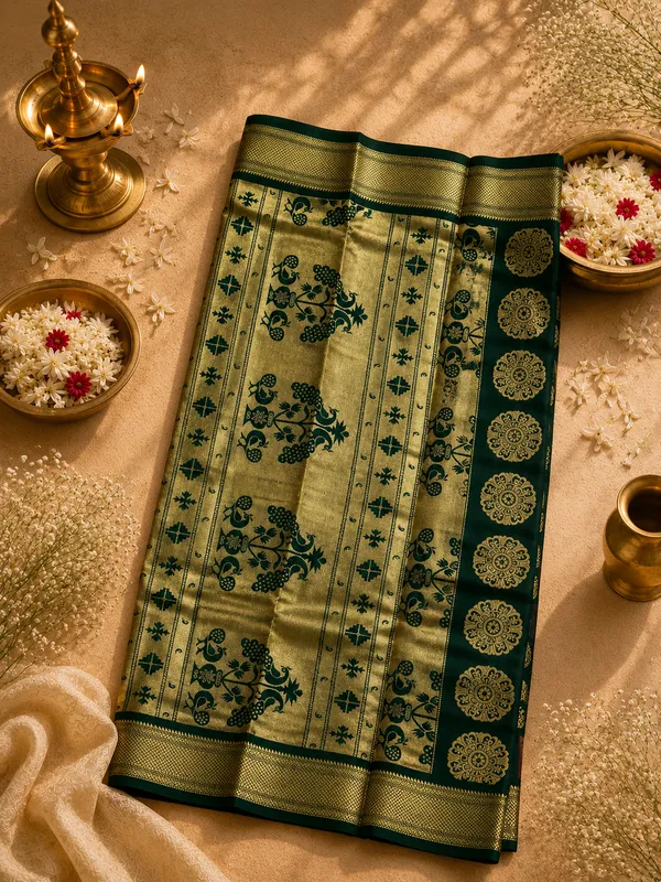 Off_White_Art_Silk_Paithani_Saree_With_All_over_Zari_Weaves_&_Contrast_Border