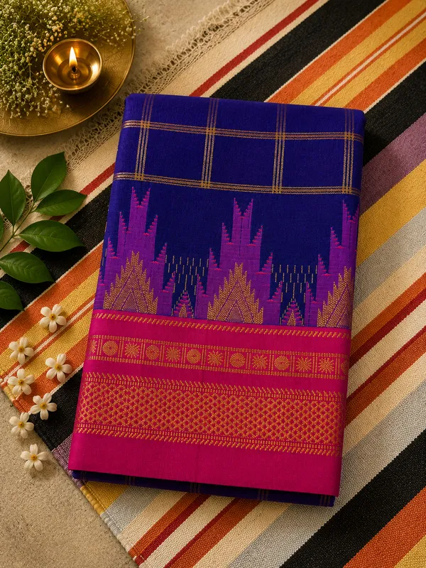 Ilkal_Saree_with_Zari_Checked_Pattern