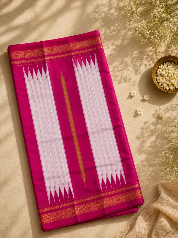 Dark_Red_Ilkal_Saree_with_Zari_Checked_Pattern