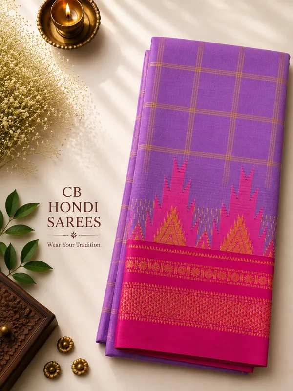 Dark_Red_Ilkal_Saree_with_Zari_Checked_Pattern