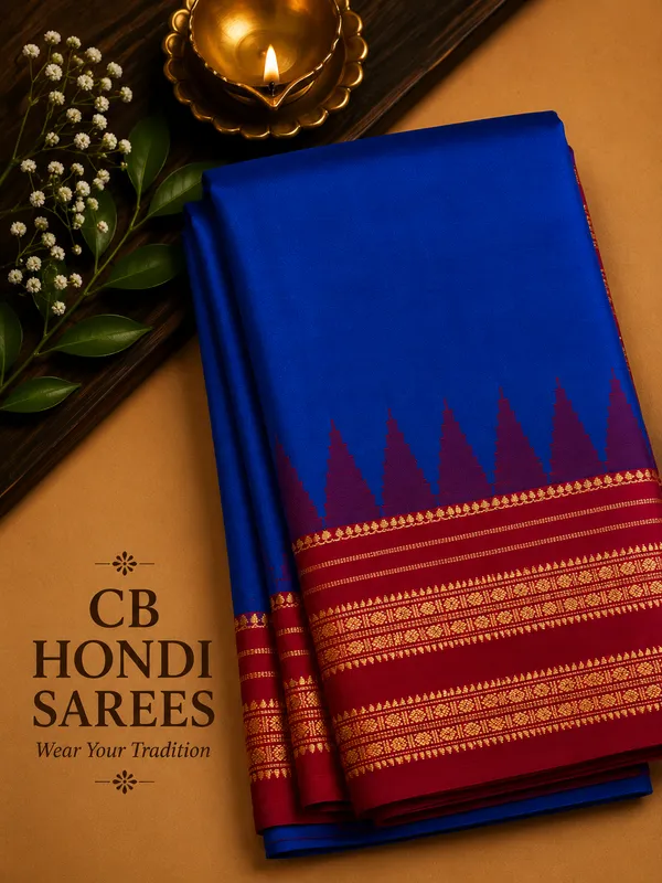 Blue_Narayanpet_Saree_with_Temple_Weave