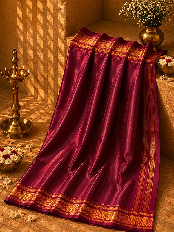 Ilkal_Saree_with_Zari_Checked_Pattern
