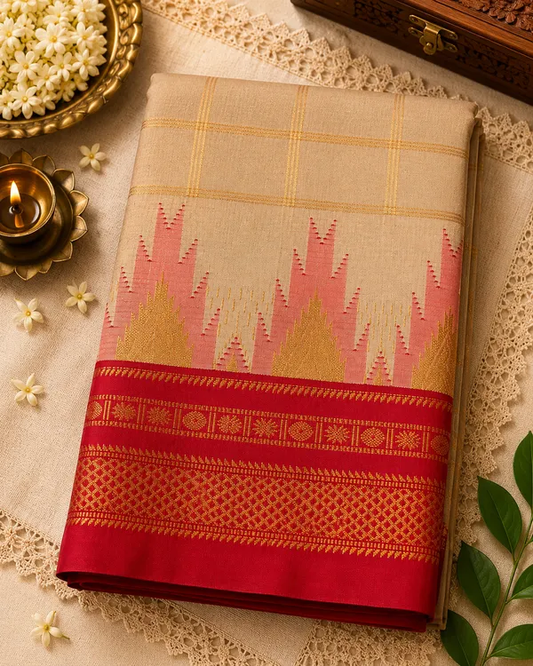Ilkal_Saree_with_Zari_Checked_Pattern