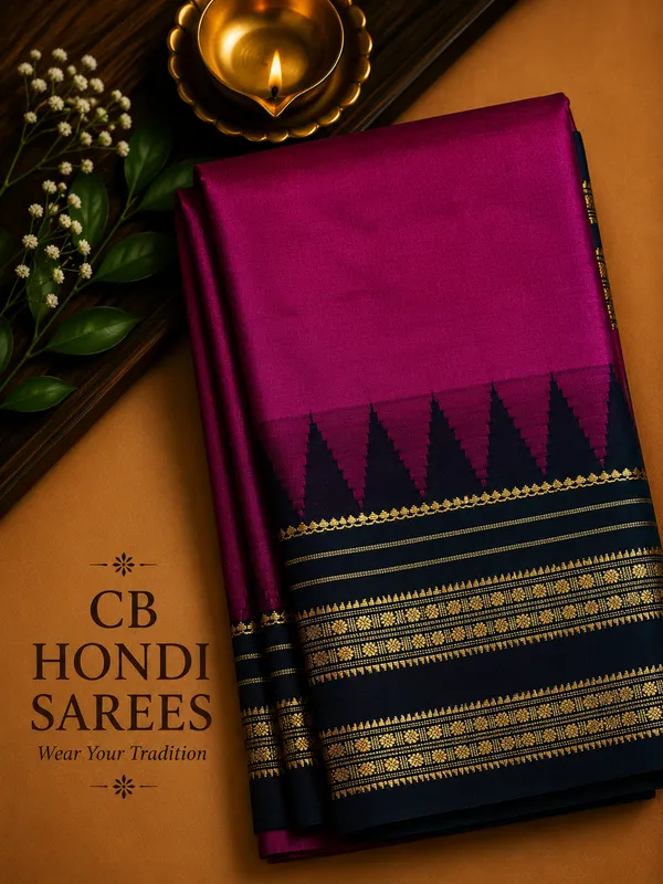 Deep_Orchid_Narayanpet_Saree_with_Temple_Weave
