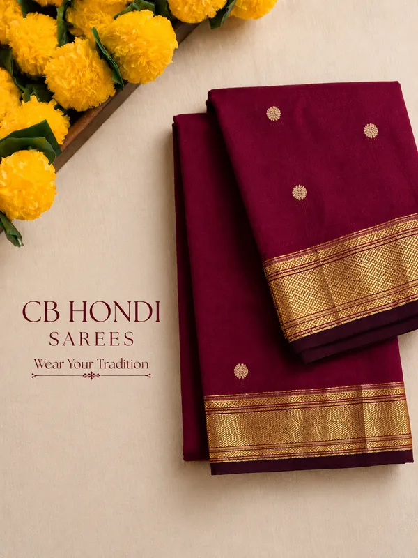 Wine_Red_Semi_Silk_Self_Paithani_Saree_with_All_Over_Zari_Weave