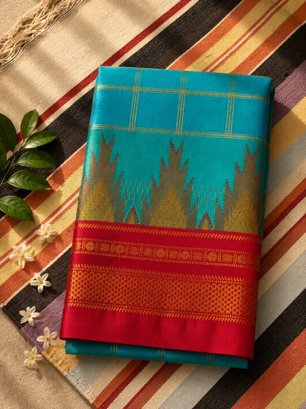 Ilkal_Saree_with_Zari_Checked_Pattern