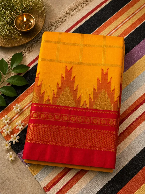 Ilkal_Saree_with_Zari_Checked_Pattern