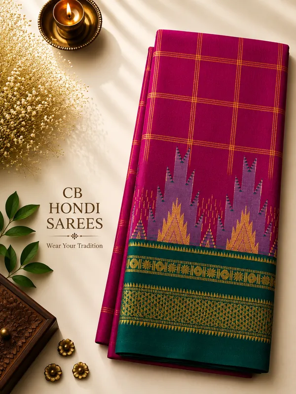 Ilkal_Saree_with_Zari_Checked_Pattern