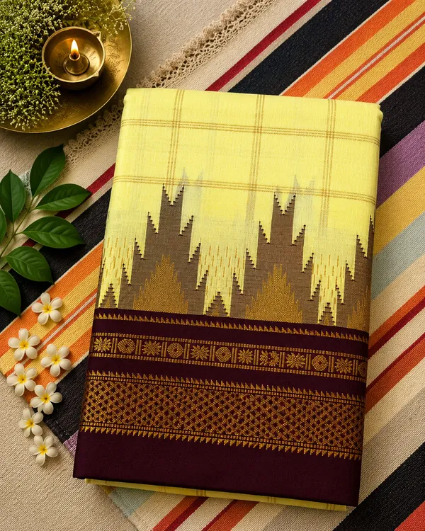 Ilkal_Saree_with_Zari_Checked_Pattern