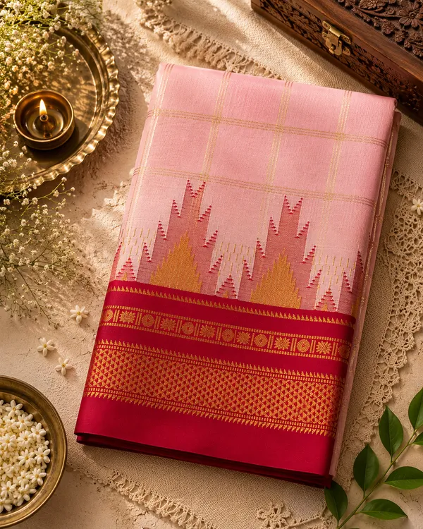 Ilkal_Saree_with_Zari_Checked_Pattern