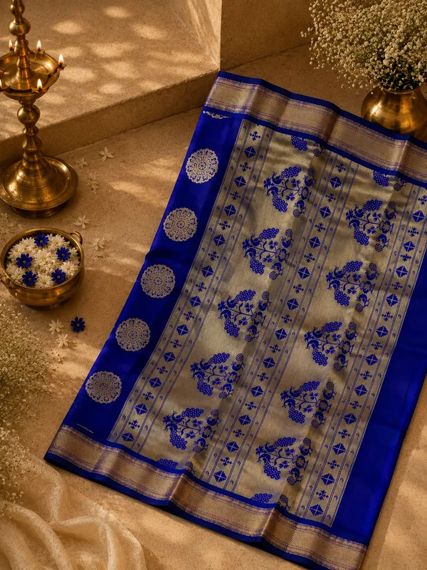 Dark_Blue_Semi_Silk_Self_Paithani_Saree_with_All_Over_Zari_Weave