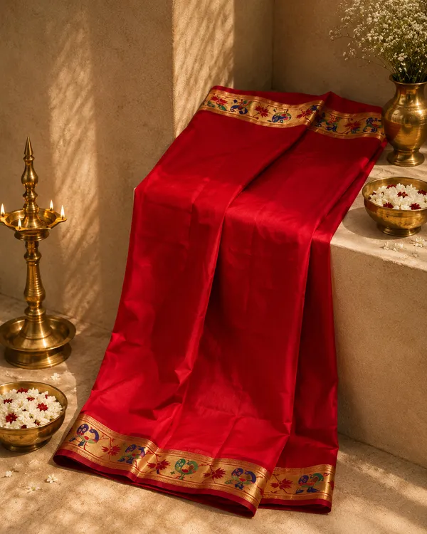 Raspberry_Pink__Kuttu_Paithani_Saree_with_Peacock_Border