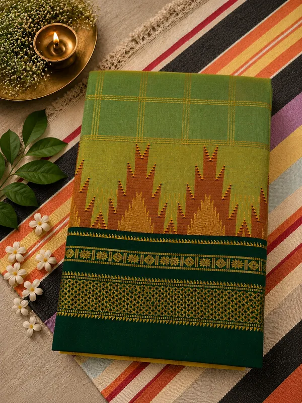 Ilkal_Saree_with_Zari_Checked_Pattern