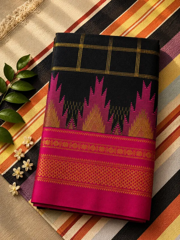 Ilkal_Saree_with_Zari_Checked_Pattern