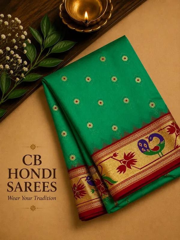 Emerald_Green_Kuttu_Paithani_Saree_with_Peacock_Border