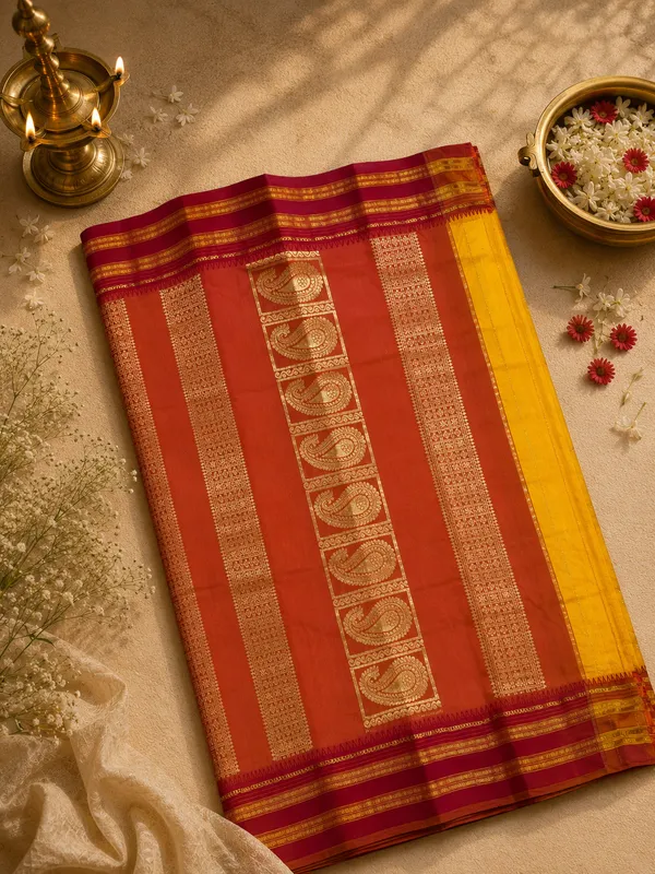 Bright_Yellow_Semi_Silk_Narayan_Peth_Saree_with_All_Over_Zari_Weave