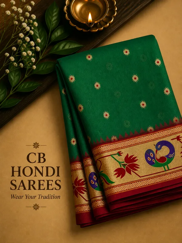 Dark_Green_Kuttu_Paithani_Saree_with_Peacock_Border