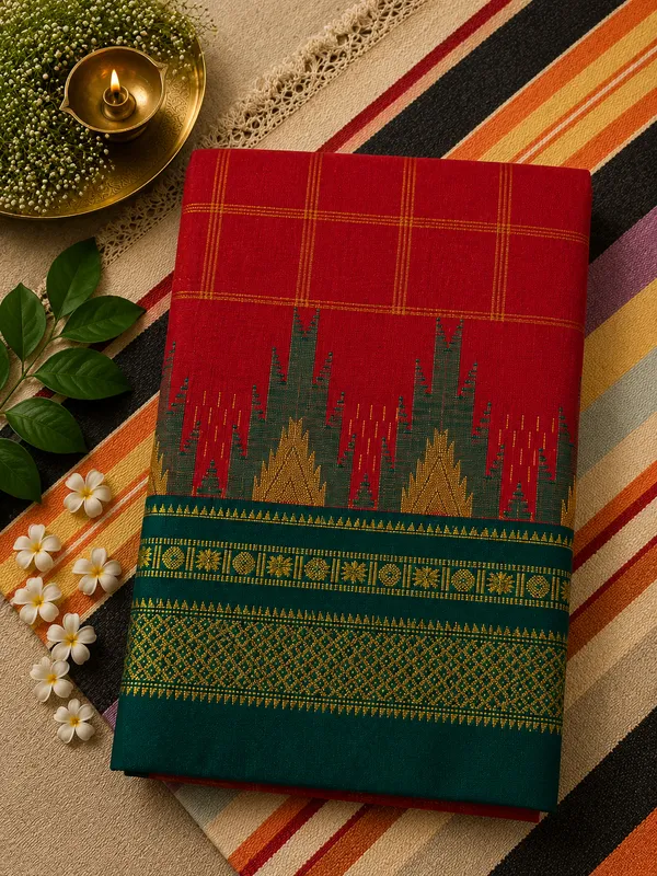 Ilkal_Saree_with_Zari_Checked_Pattern