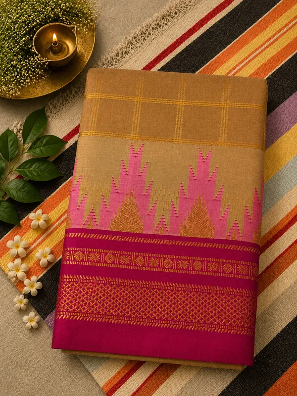 Ilkal_Saree_with_Zari_Checked_Pattern