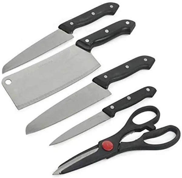 Brown_Wood_And_Steel_Knife_Set_With_Chopping_Board_And_Scissor