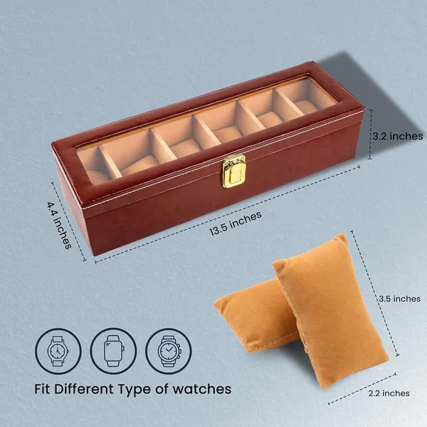 Brown_Faux_Leather_6-Slot_Watch_Box_Organizer_With_Glass_Lid