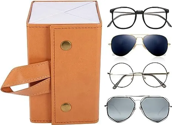 Brown_And_White_Leather_Foldable_4-Slot_Travel_Sunglasses_Organizer