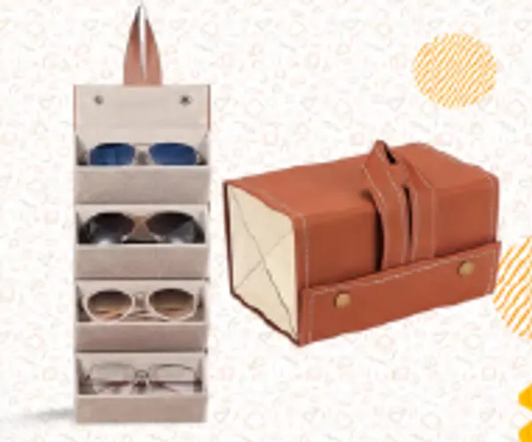 Brown_And_White_Leather_Foldable_4-Slot_Travel_Sunglasses_Organizer