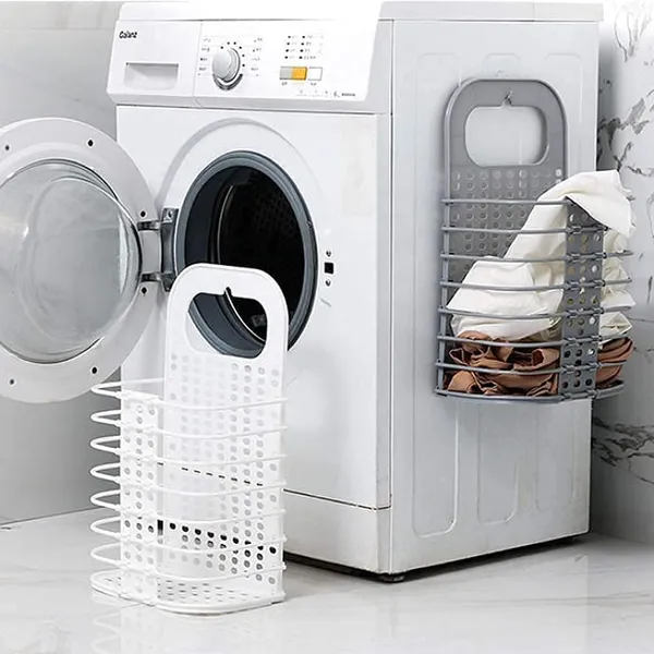 White_Plastic_Wall-Mounted_Foldable_Laundry_Basket_Hamper