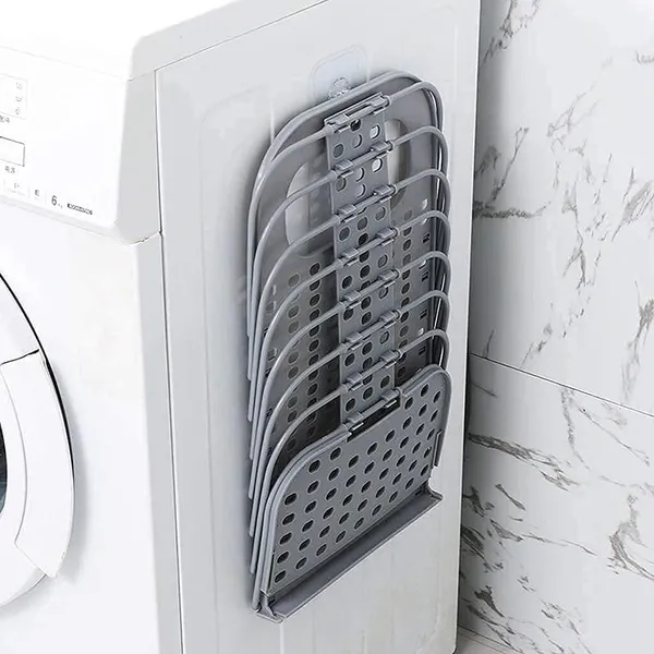 White_Plastic_Wall-Mounted_Foldable_Laundry_Basket_Hamper