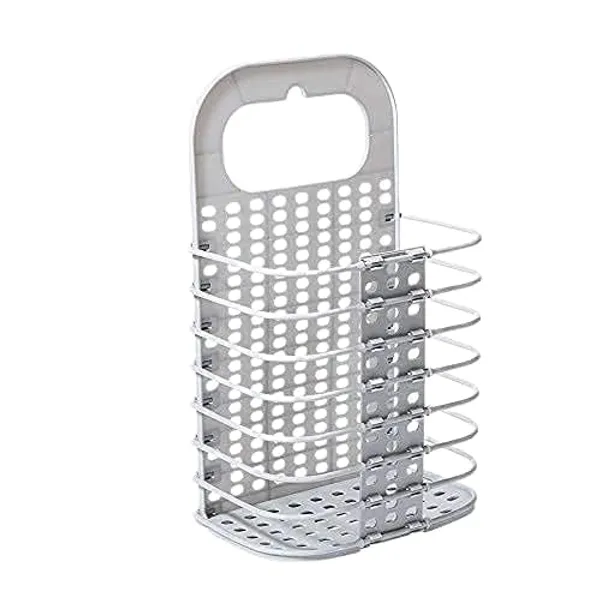 White_Plastic_Wall-Mounted_Foldable_Laundry_Basket_Hamper