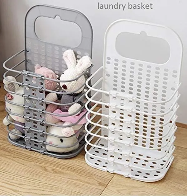White_Plastic_Wall-Mounted_Foldable_Laundry_Basket_Hamper
