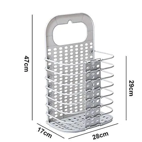 White_Plastic_Wall-Mounted_Foldable_Laundry_Basket_Hamper