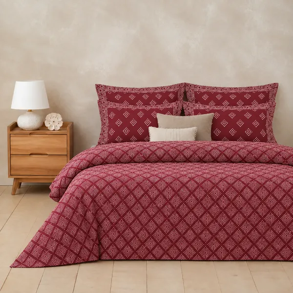 Handloom_Cotton_Wine_Red_Bagru-Inspired__Block_Print_Double_Bedsheet_set
