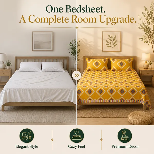 Mustard_Diamond_Print_Bedsheet_Set_–_Handloom_Cotton