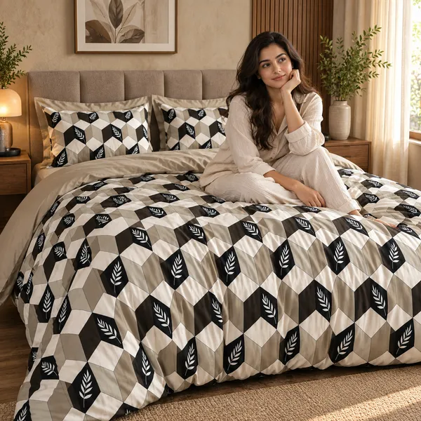 Beige_Geometric_Cotton_400_TC_Double_Bedsheet_Set_|_Bookfold_Gift_Packaging
